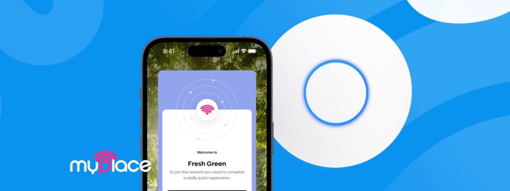 MyPlace captive portal experience displayed on a mobile phone
